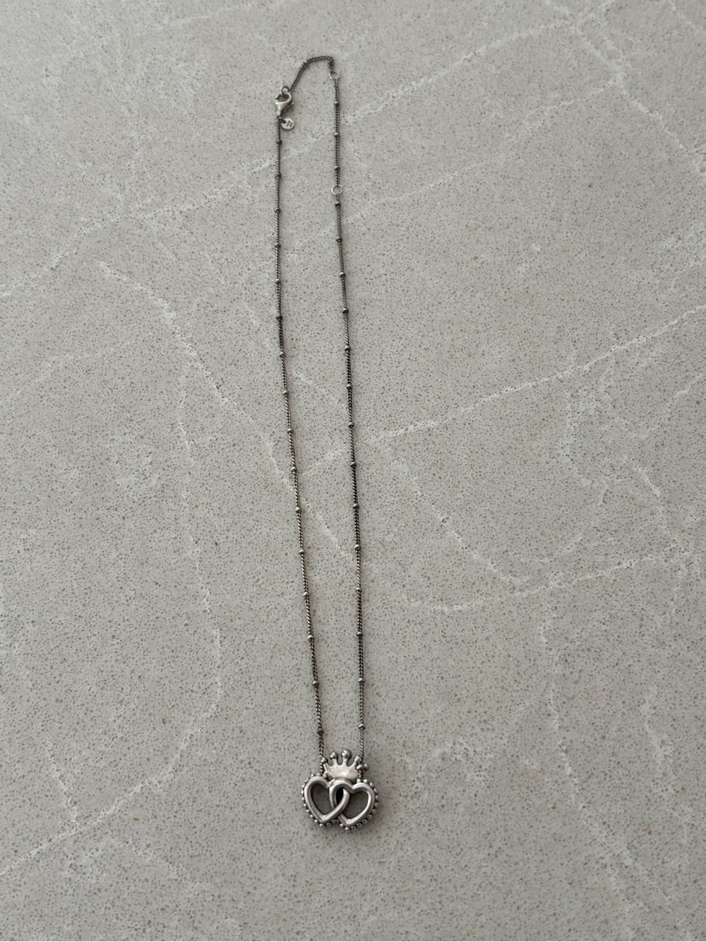 Pandora Retired Regal Crown and Intertwined Hearts Pendant Necklace